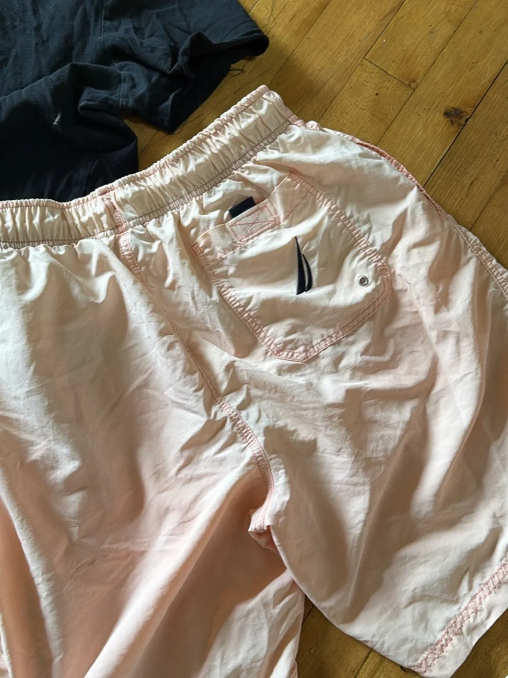 Nautica Black Tee with Light Pink Swim Shorts
